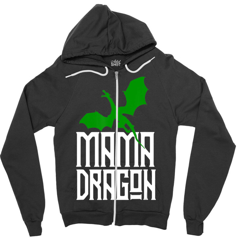 Mama Dragon Matching Family Tribe Green Mom Mother Zipper Hoodie | Artistshot