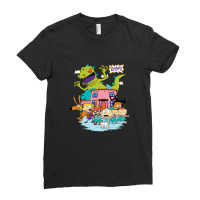 Rugrats Running Away From Reptar Gift Ladies Fitted T-shirt | Artistshot