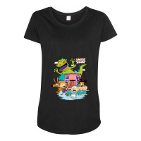 Rugrats Running Away From Reptar Gift Maternity Scoop Neck T-shirt | Artistshot