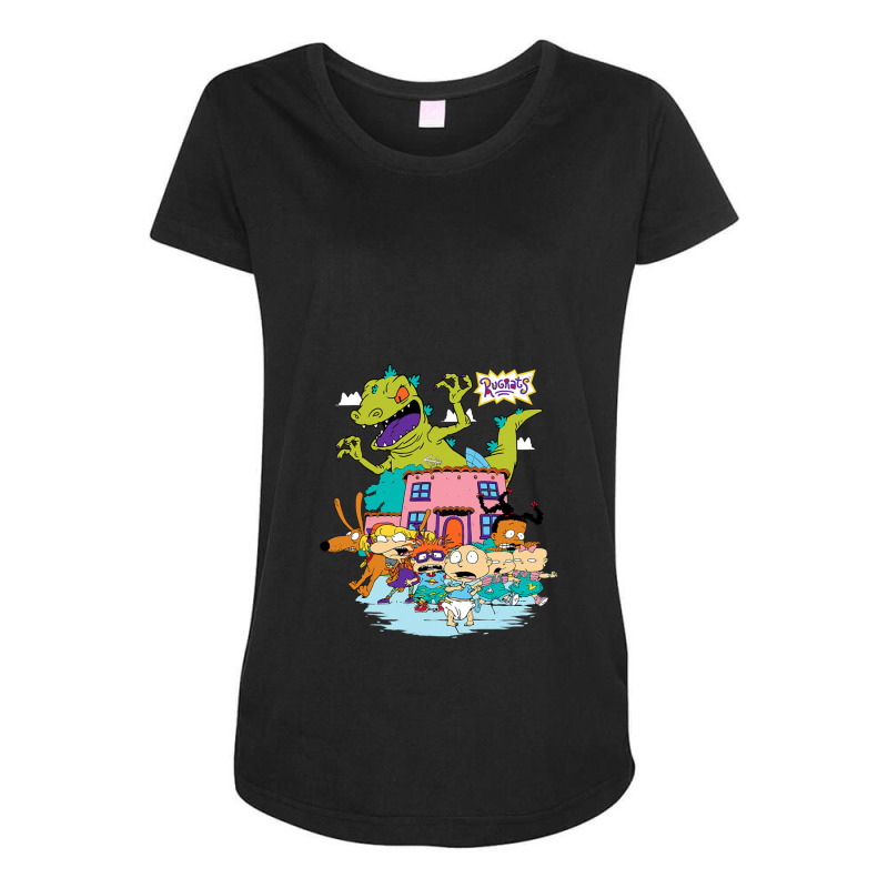 Rugrats Running Away From Reptar Gift Maternity Scoop Neck T-shirt by KaylahConley | Artistshot