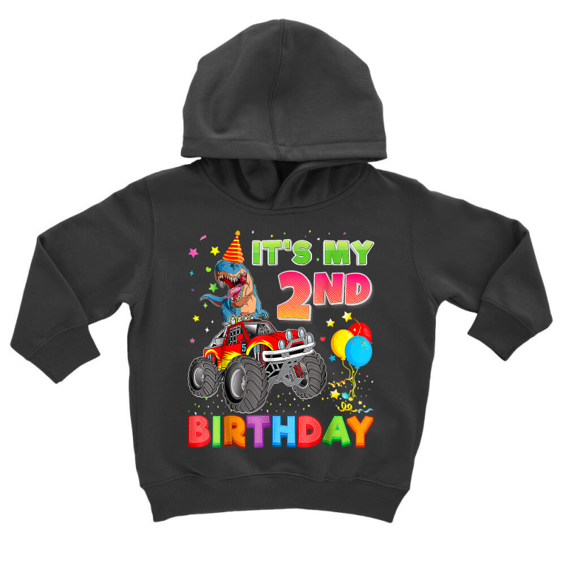 It's My 2nd Birthday 2 Year Old Dinosaur Monster Car Truck Toddler Hoodie | Artistshot