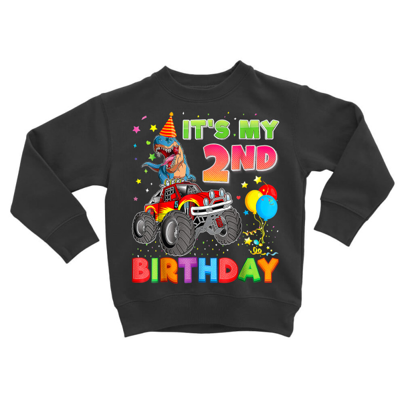 It's My 2nd Birthday 2 Year Old Dinosaur Monster Car Truck Toddler Sweatshirt | Artistshot