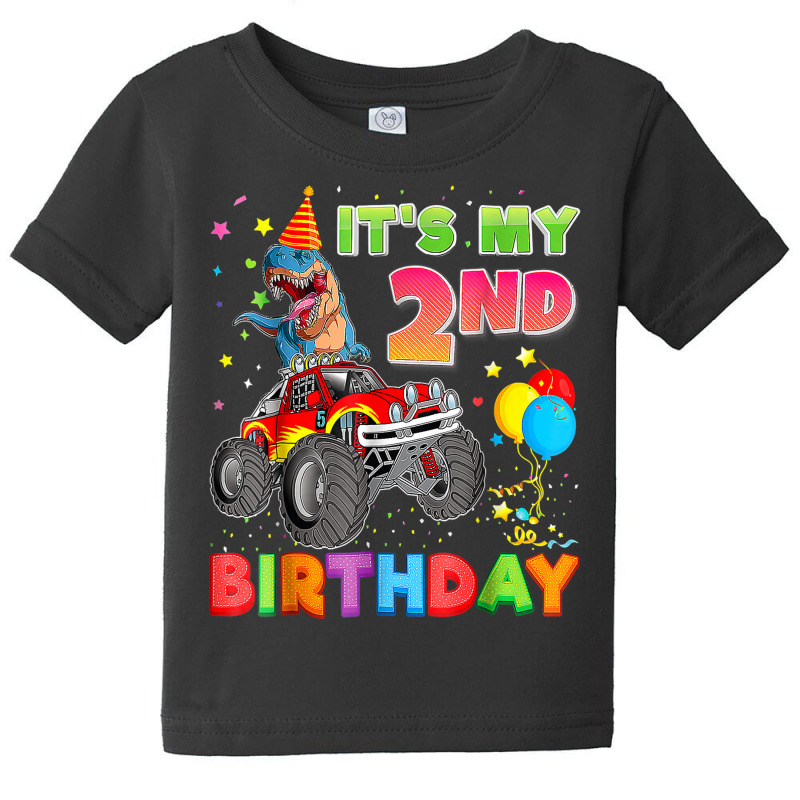 It's My 2nd Birthday 2 Year Old Dinosaur Monster Car Truck Baby Tee | Artistshot