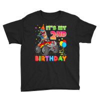 It's My 2nd Birthday 2 Year Old Dinosaur Monster Car Truck Youth Tee | Artistshot