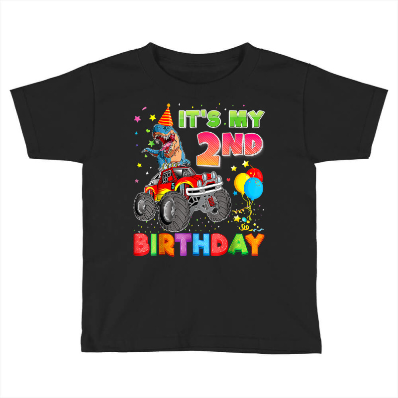 It's My 2nd Birthday 2 Year Old Dinosaur Monster Car Truck Toddler T-shirt | Artistshot