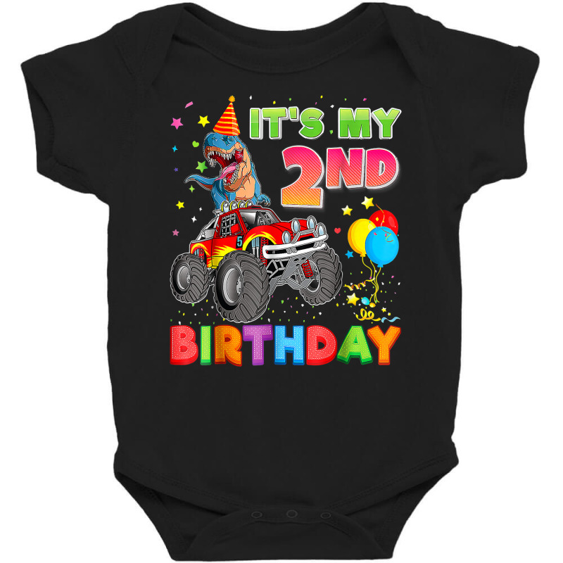 It's My 2nd Birthday 2 Year Old Dinosaur Monster Car Truck Baby Bodysuit | Artistshot