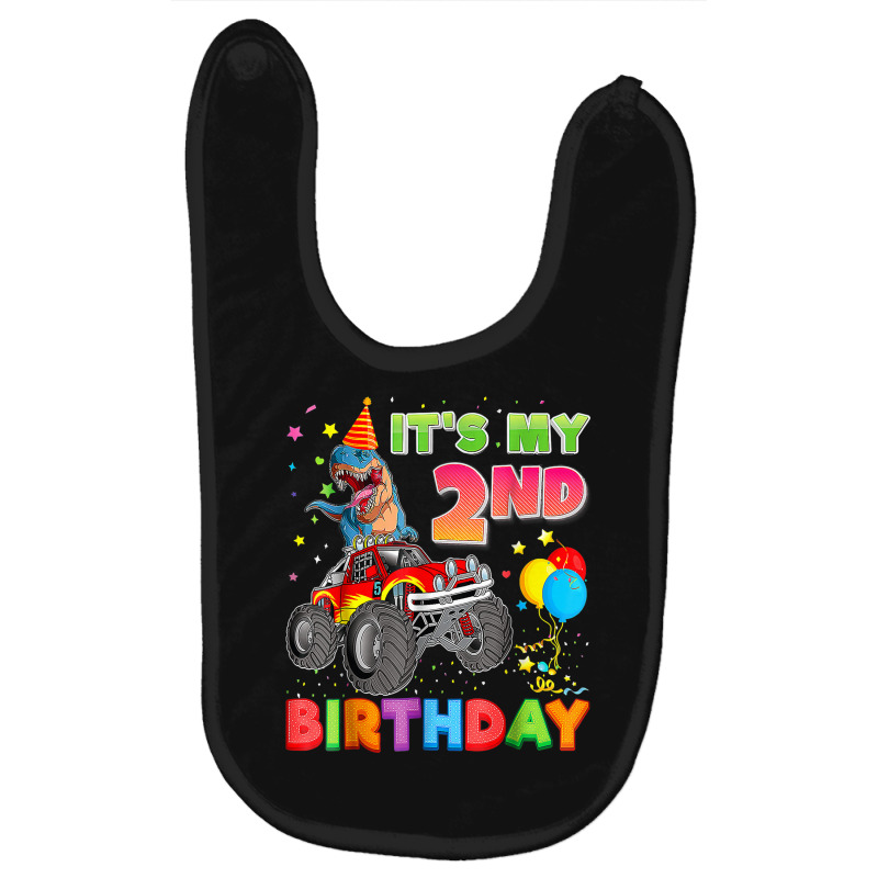 It's My 2nd Birthday 2 Year Old Dinosaur Monster Car Truck Baby Bibs | Artistshot