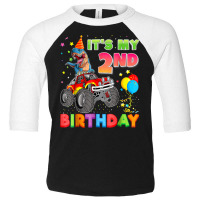 It's My 2nd Birthday 2 Year Old Dinosaur Monster Car Truck Toddler 3/4 Sleeve Tee | Artistshot