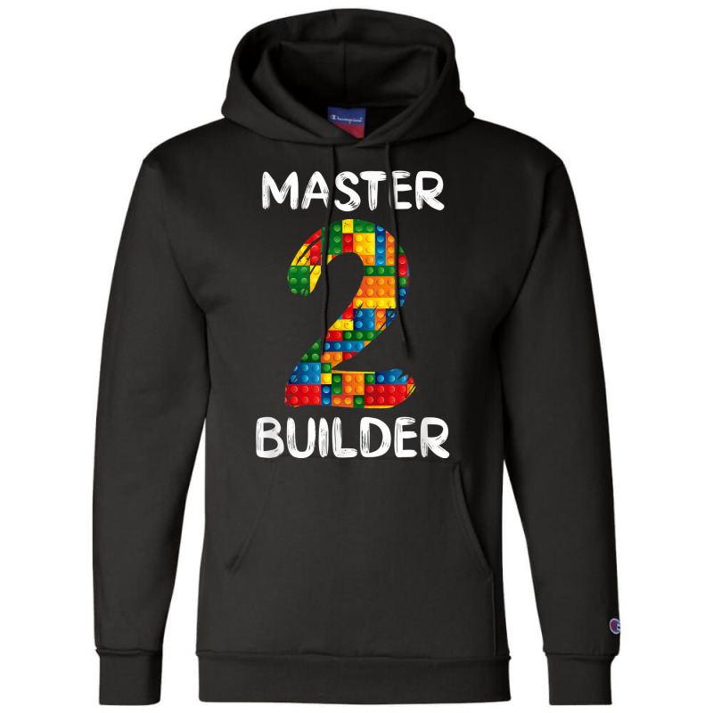 Master Building 2nd Bday Building Brick Blocks Kids Boys Champion Hoodie | Artistshot