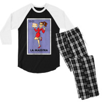 Womens La Maestra Lottery Espanol Gift Spanish Bilingual Teacher Men's 3/4 Sleeve Pajama Set | Artistshot