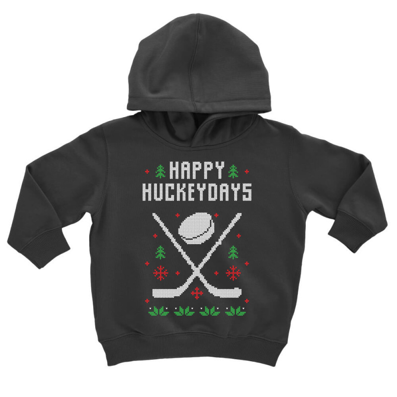 Happy Hockeydays Funny Ugly Christmas Sweater Toddler Hoodie by Bertrand Angulo | Artistshot