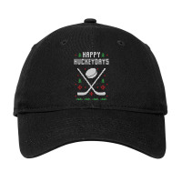 Happy Hockeydays Funny Ugly Christmas Sweater Adjustable Cap | Artistshot