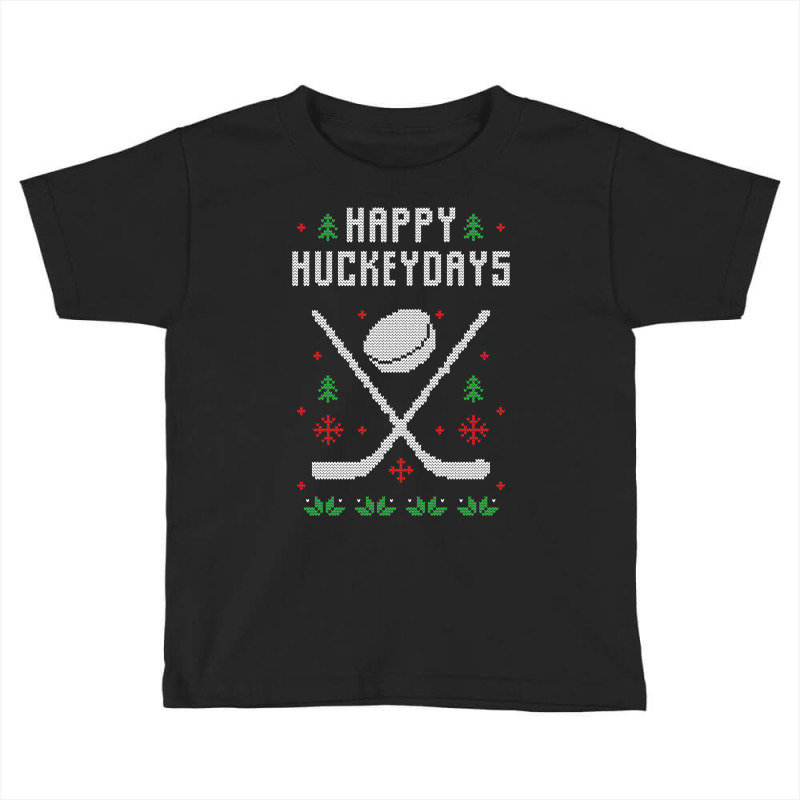 Happy Hockeydays Funny Ugly Christmas Sweater Toddler T-shirt by Bertrand Angulo | Artistshot