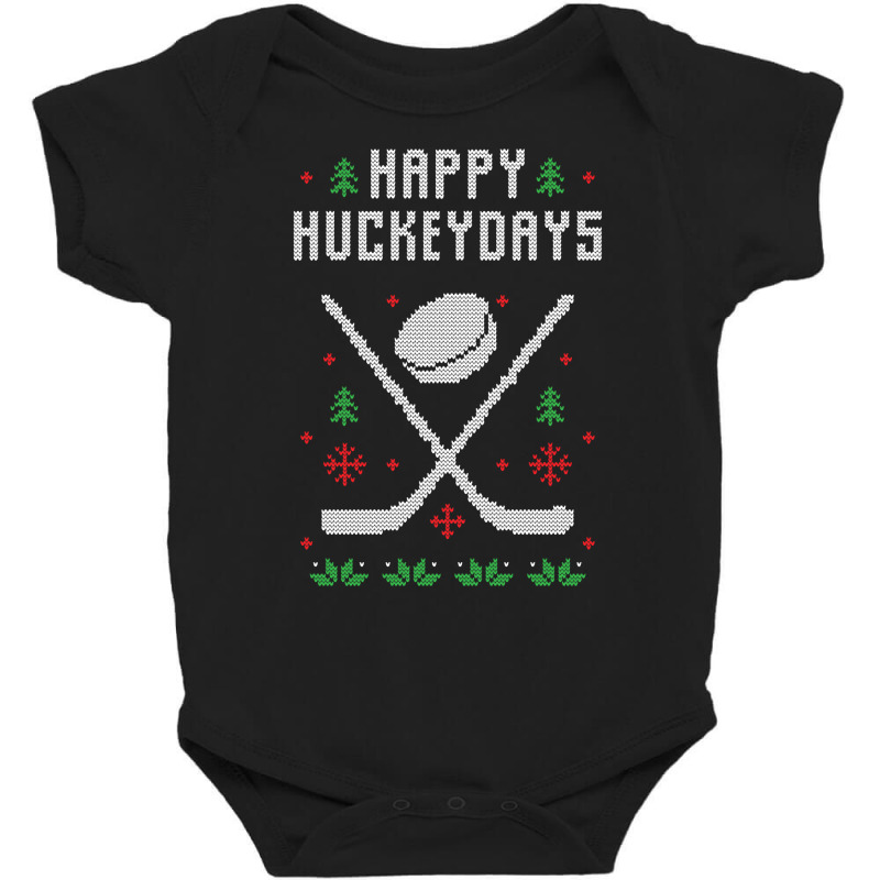 Happy Hockeydays Funny Ugly Christmas Sweater Baby Bodysuit by Bertrand Angulo | Artistshot