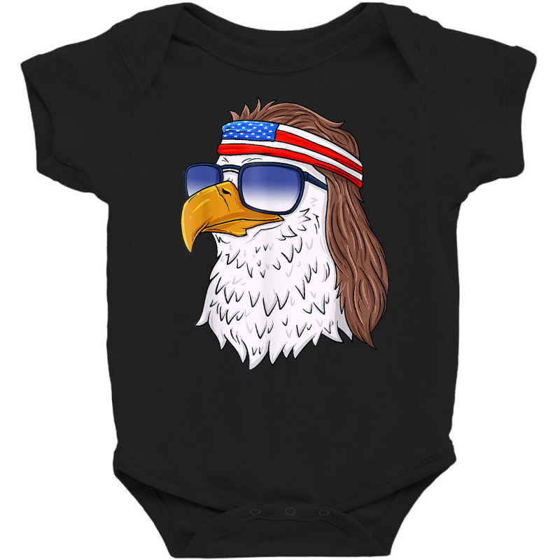 American Bald Eagle Mullet 4th Of July Usa Patriotic Baby Bodysuit by cm-arts | Artistshot