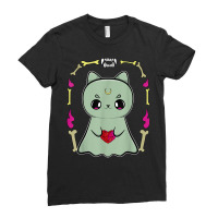 Cute Anime Black Cat Ghost And Magic Heart For Halloween Ladies Fitted T-shirt | Artistshot