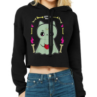 Cute Anime Black Cat Ghost And Magic Heart For Halloween Cropped Hoodie | Artistshot