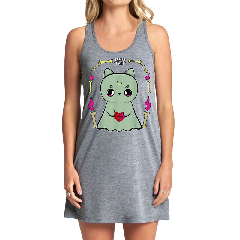 Cute Anime Black Cat Ghost And Magic Heart For Halloween Tank Dress by Fashzilla | Artistshot