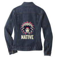 Native American Chief 1 Ladies Denim Jacket | Artistshot