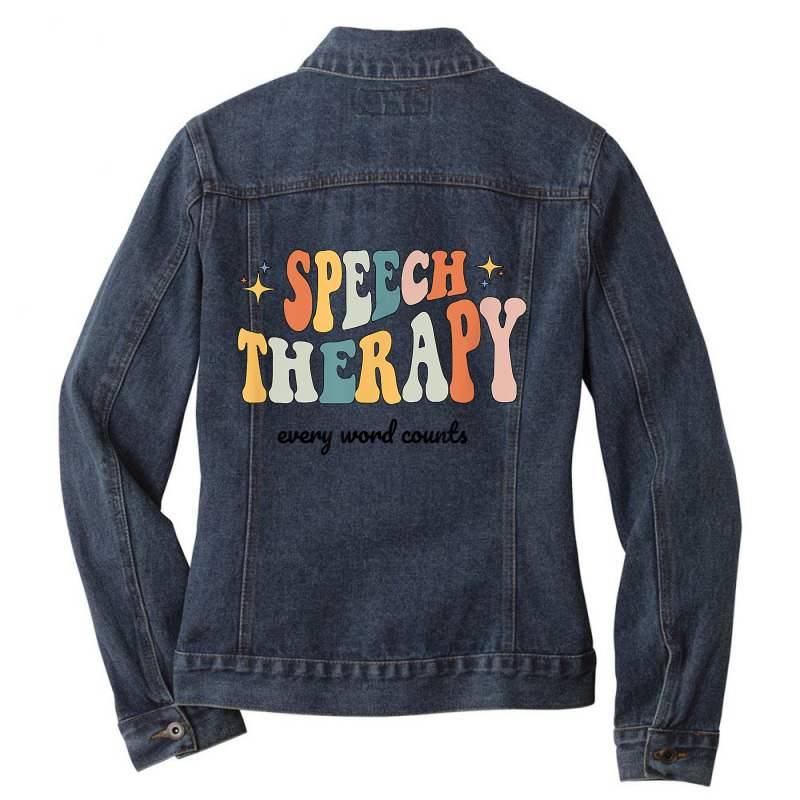 Speech Therapy Speech Language Pathologist Retro Slp Women Thanksgivin Ladies Denim Jacket by BenedictAguila | Artistshot