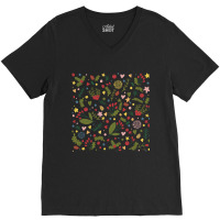 Floral Christmas Pattern V-neck Tee | Artistshot