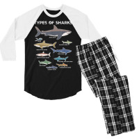 9 Types Of Sharks Educational Colorful Ocean Men's 3/4 Sleeve Pajama Set | Artistshot