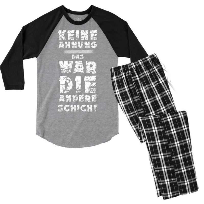 T Shirt With German Text Keine Ahnung War Die Andere Layer Arbeiter St Men's 3/4 Sleeve Pajama Set | Artistshot