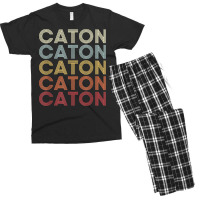 Caton New York Caton Ny Retro Vintage Text Men's T-shirt Pajama Set | Artistshot