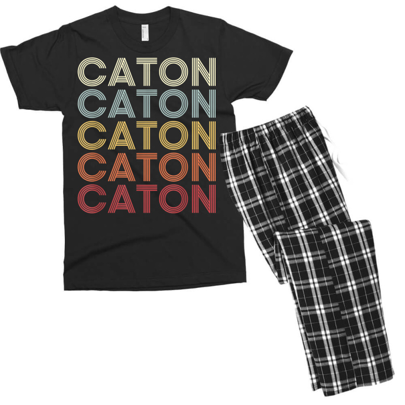 Caton New York Caton Ny Retro Vintage Text Men's T-shirt Pajama Set by Garnet | Artistshot