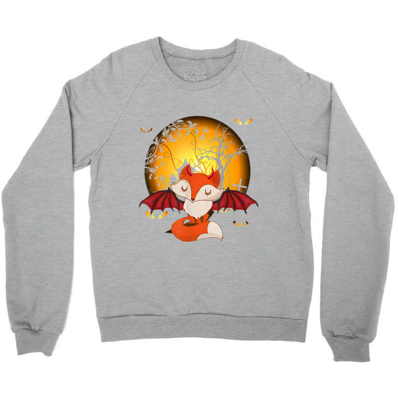 Fox With Bat Wings Halloween Girls Bat Crewneck Sweatshirt | Artistshot