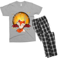 Fox With Bat Wings Halloween Girls Bat Men's T-shirt Pajama Set | Artistshot