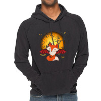 Fox With Bat Wings Halloween Girls Bat Vintage Hoodie | Artistshot