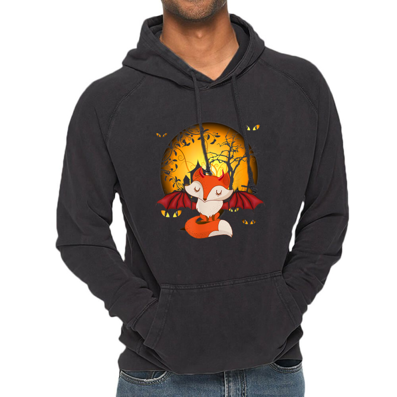 Fox With Bat Wings Halloween Girls Bat Vintage Hoodie | Artistshot