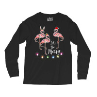 Santa Flamingo Tangled Up In Lights Christmas Long Sleeve Shirts | Artistshot