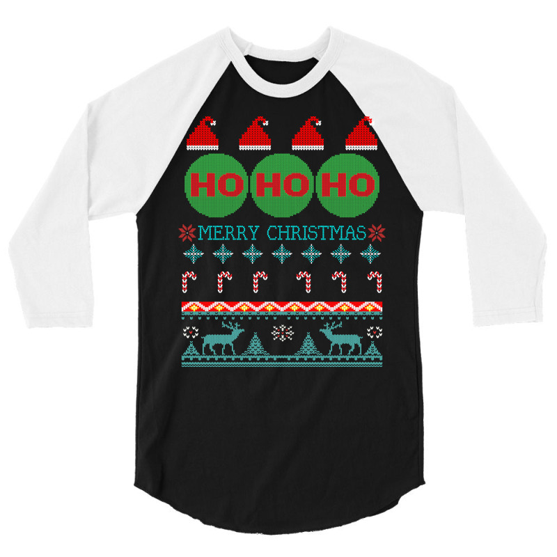 Ho Ho Ho Tacky Ugly Christmas Design 3/4 Sleeve Shirt by Bertrand Angulo | Artistshot