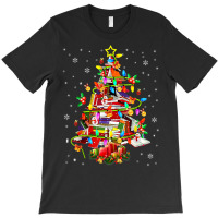 Christmas Library Tree Lights Librarian Xmas Book Lover T-shirt | Artistshot