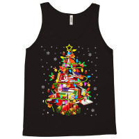 Christmas Library Tree Lights Librarian Xmas Book Lover Tank Top | Artistshot