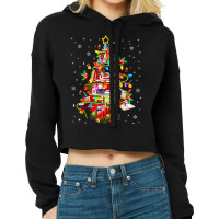 Christmas Library Tree Lights Librarian Xmas Book Lover Cropped Hoodie | Artistshot