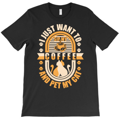 Cat And Coffee T  Shirt T-shirt Designed By Laron Wyman