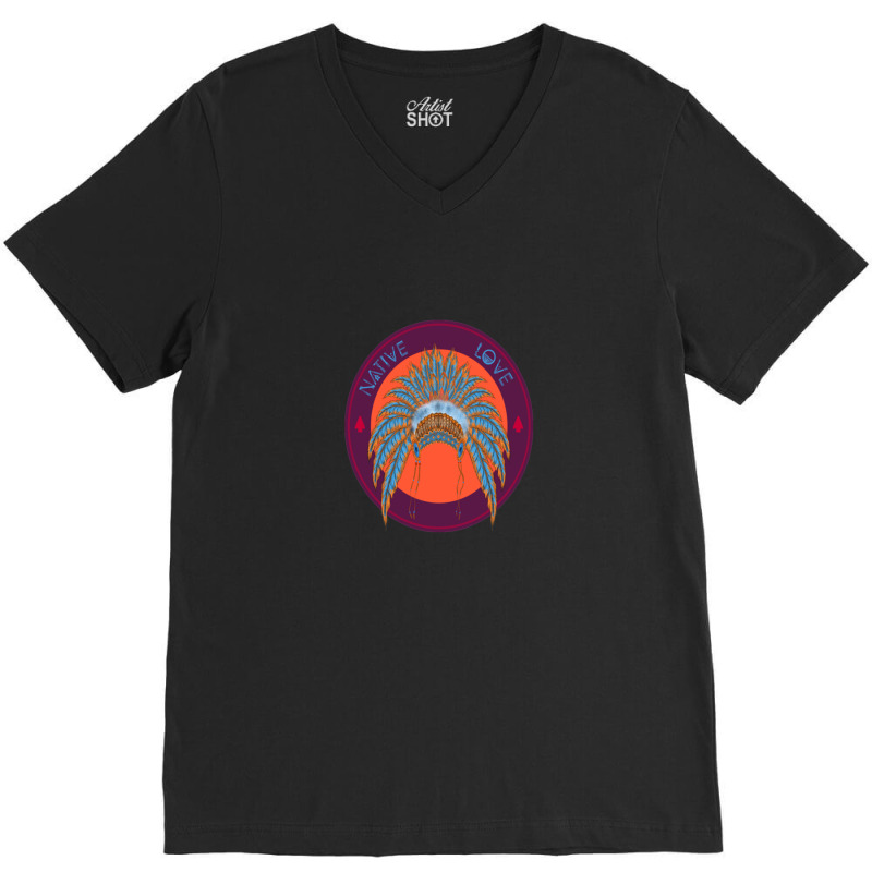 Native American Love V-Neck Tee by WilmaMorgan | Artistshot