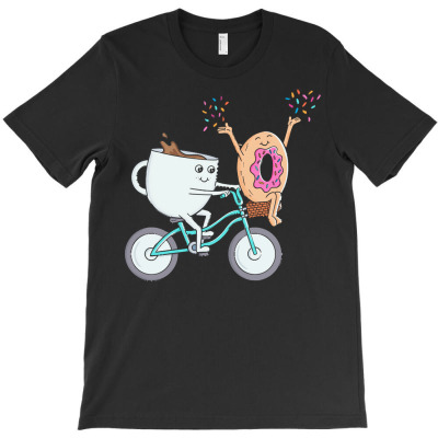 Coffee T  Shirt Coffee Donut And Bike T  Shirt T-shirt Designed By Laron Wyman