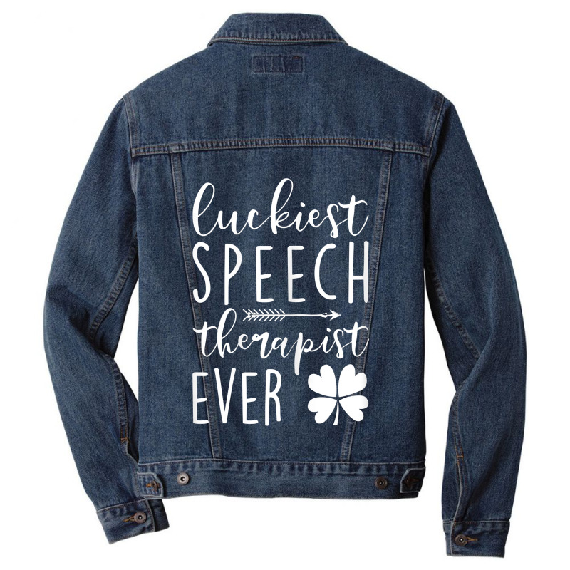 Womens Luckiest Speech Therapist Ever St Patricks Day Funny Men Denim Jacket | Artistshot