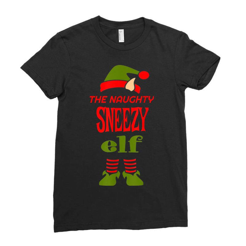 Naughty Sneezy Elf Christmas Novelty Sarcastic Funny Ladies Fitted T-Shirt by Uniform | Artistshot