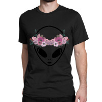 Area51 Flower Crown Alien Head Easy Martian Halloween Gift Classic T-shirt | Artistshot