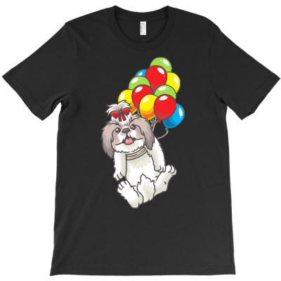 Shih Tzu T  Shirt Shih Tzu Dog With Ballons T  Shirt T-shirt Designed By Precious Boyle