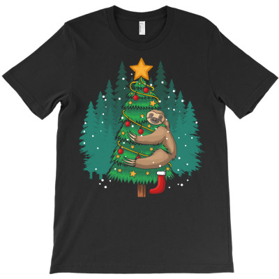 Funny Sloth Hugging Christmas Tree Retro T  Shirt T-shirt Designed By Dominic Rempel