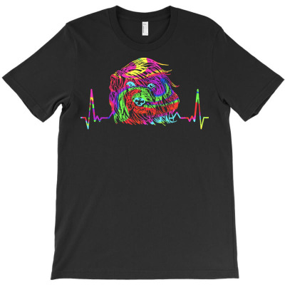 Tibetan Terrier T  Shirt Colorful Tibetan Terrier Heartbeat T  Shirt T-shirt Designed By Precious Boyle