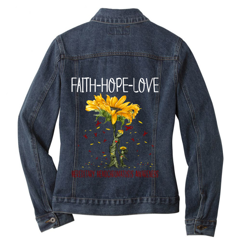 Faith Hope Love Hereditary Hemochromatosis Awareness Ladies Denim Jacket by JACOBMCCOLLUM | Artistshot