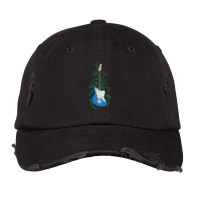 Blue Offset Style Electric Guitar Flowering Vines Vintage Cap | Artistshot