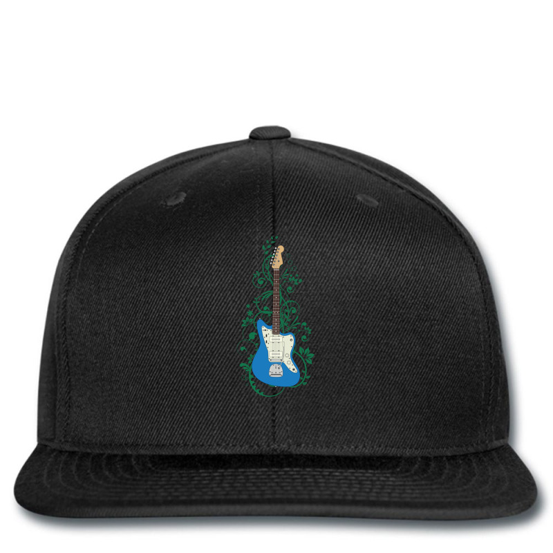 Blue Offset Style Electric Guitar Flowering Vines Printed Hat | Artistshot